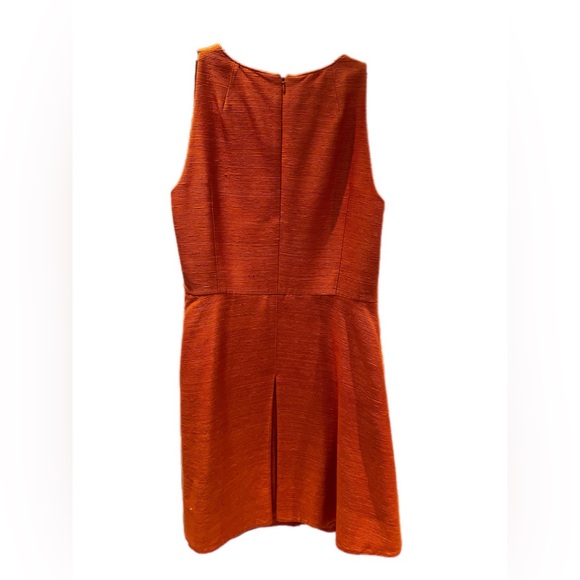 RARE Vintage Akris Punto silk orange knee-length pleated flared dress lace - Picture 2 of 12